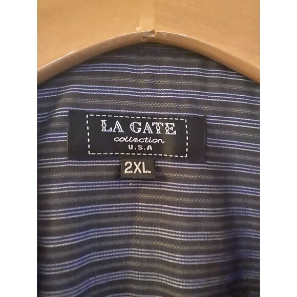 COPY - LA Gate Collection USA Sz. 2XL Blue Stripped Shirt. - Picture 3 of 4